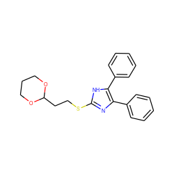 c1ccc(-c2nc(SCCC3OCCCO3)[nH]c2-c2ccccc2)cc1 ZINC000000599762