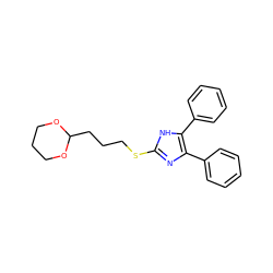 c1ccc(-c2nc(SCCCC3OCCCO3)[nH]c2-c2ccccc2)cc1 ZINC000001554891