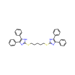 c1ccc(-c2nc(SCCCCCSc3nc(-c4ccccc4)c(-c4ccccc4)[nH]3)[nH]c2-c2ccccc2)cc1 ZINC000029476974