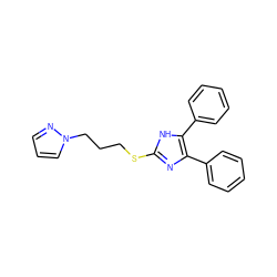 c1ccc(-c2nc(SCCCn3cccn3)[nH]c2-c2ccccc2)cc1 ZINC000027215858