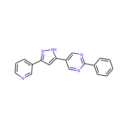 c1ccc(-c2ncc(-c3cc(-c4cccnc4)n[nH]3)cn2)cc1 ZINC000118624813