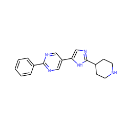 c1ccc(-c2ncc(-c3cnc(C4CCNCC4)[nH]3)cn2)cc1 ZINC000118620436