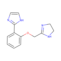 c1ccc(-c2ncc[nH]2)c(OCC2=NCCN2)c1 ZINC000013437847