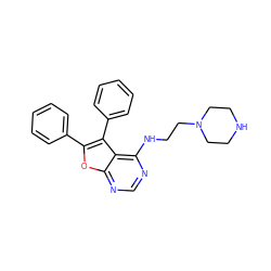 c1ccc(-c2oc3ncnc(NCCN4CCNCC4)c3c2-c2ccccc2)cc1 ZINC000023359501