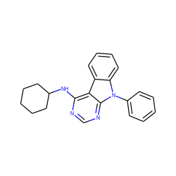 c1ccc(-n2c3ccccc3c3c(NC4CCCCC4)ncnc32)cc1 ZINC000026672870