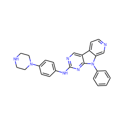 c1ccc(-n2c3cnccc3c3cnc(Nc4ccc(N5CCNCC5)cc4)nc32)cc1 ZINC000068149933