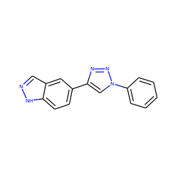 c1ccc(-n2cc(-c3ccc4[nH]ncc4c3)nn2)cc1 ZINC000147099743