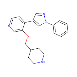 c1ccc(-n2cc(-c3ccncc3OCC3CCNCC3)cn2)cc1 ZINC000653899316