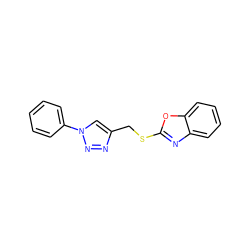 c1ccc(-n2cc(CSc3nc4ccccc4o3)nn2)cc1 ZINC000169340304