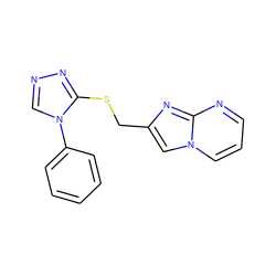 c1ccc(-n2cnnc2SCc2cn3cccnc3n2)cc1 ZINC000000180606