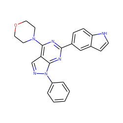 c1ccc(-n2ncc3c(N4CCOCC4)nc(-c4ccc5[nH]ccc5c4)nc32)cc1 ZINC000049087985