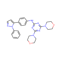 c1ccc(-n2nccc2-c2ccc(Nc3nc(N4CCOCC4)nc(N4CCOCC4)n3)cc2)cc1 ZINC001772616768