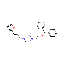 c1ccc(C(OCCN2CCN(CCCc3ccco3)CC2)c2ccccc2)cc1 ZINC000022938587