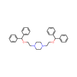 c1ccc(C(OCCN2CCN(CCOC(c3ccccc3)c3ccccc3)CC2)c2ccccc2)cc1 ZINC000022938531