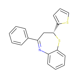 c1ccc(C2=Nc3ccccc3S[C@@H](c3cccs3)C2)cc1 ZINC000000481227