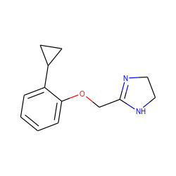 c1ccc(C2CC2)c(OCC2=NCCN2)c1 ZINC000000001160