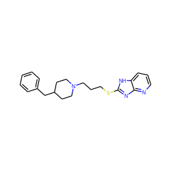 c1ccc(CC2CCN(CCCSc3nc4ncccc4[nH]3)CC2)cc1 ZINC000027564151