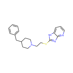 c1ccc(CC2CCN(CCSc3nc4ncccc4[nH]3)CC2)cc1 ZINC000027564218