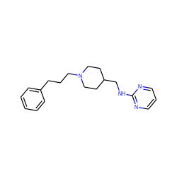 c1ccc(CCCN2CCC(CNc3ncccn3)CC2)cc1 ZINC000035259161