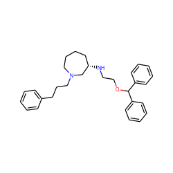 c1ccc(CCCN2CCCC[C@H](NCCOC(c3ccccc3)c3ccccc3)C2)cc1 ZINC000022938473