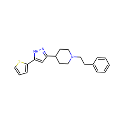 c1ccc(CCN2CCC(c3cc(-c4cccs4)[nH]n3)CC2)cc1 ZINC000013763834