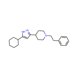 c1ccc(CCN2CCC(c3cc(C4CCCCC4)[nH]n3)CC2)cc1 ZINC000013763832