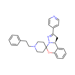 c1ccc(CCN2CCC3(CC2)Oc2ccccc2[C@@H]2CC(c4ccncc4)=NN23)cc1 ZINC000038147835