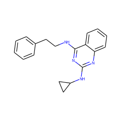 c1ccc(CCNc2nc(NC3CC3)nc3ccccc23)cc1 ZINC000041153344