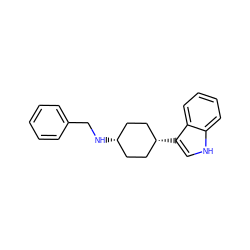 c1ccc(CN[C@H]2CC[C@@H](c3c[nH]c4ccccc43)CC2)cc1 ZINC000100805702