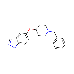 c1ccc(CN2CCC(Oc3ccc4[nH]ncc4c3)CC2)cc1 ZINC000028641257