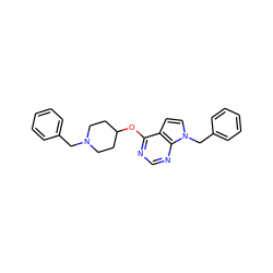 c1ccc(CN2CCC(Oc3ncnc4c3ccn4Cc3ccccc3)CC2)cc1 ZINC000084604493