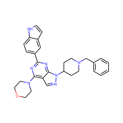 c1ccc(CN2CCC(n3ncc4c(N5CCOCC5)nc(-c5ccc6[nH]ccc6c5)nc43)CC2)cc1 ZINC000045287371