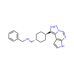 c1ccc(CNC[C@H]2CC[C@H](c3nnn4cnc5[nH]ccc5c34)CC2)cc1 ZINC001772576464