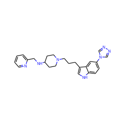 c1ccc(CNC2CCN(CCCc3c[nH]c4ccc(-n5cnnc5)cc34)CC2)nc1 ZINC000013802479