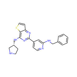 c1ccc(CNc2cc(-c3nc(N[C@@H]4CCNC4)c4sccc4n3)ccn2)cc1 ZINC000148944865