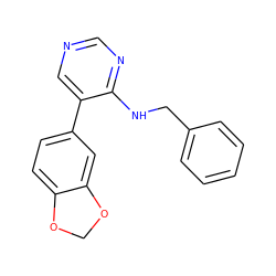 c1ccc(CNc2ncncc2-c2ccc3c(c2)OCO3)cc1 ZINC000004265319