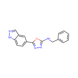 c1ccc(CNc2nnc(-c3ccc4[nH]ncc4c3)o2)cc1 ZINC000103245716