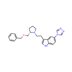 c1ccc(COC[C@@H]2CCCN2CCc2c[nH]c3ccc(-n4cnnc4)cc23)cc1 ZINC000013794042