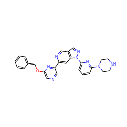 c1ccc(COc2cncc(-c3cc4c(cn3)cnn4-c3cccc(N4CCNCC4)n3)n2)cc1 ZINC000211024725