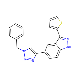 c1ccc(Cn2cc(-c3ccc4[nH]nc(-c5cccs5)c4c3)nn2)cc1 ZINC000146148457