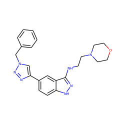 c1ccc(Cn2cc(-c3ccc4[nH]nc(NCCN5CCOCC5)c4c3)nn2)cc1 ZINC000146152453