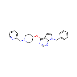 c1ccc(Cn2ccc3c(OC4CCN(Cc5ccccn5)CC4)ncnc32)cc1 ZINC000084616997