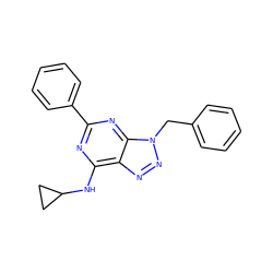 c1ccc(Cn2nnc3c(NC4CC4)nc(-c4ccccc4)nc32)cc1 ZINC000013589734