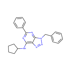 c1ccc(Cn2nnc3c(NC4CCCC4)nc(-c4ccccc4)nc32)cc1 ZINC000013589736