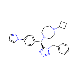 c1ccc(Cn2nnnc2[C@@H](c2ccc(-n3cccn3)cc2)N2CCCN(C3CCC3)CC2)cc1 ZINC000058590689