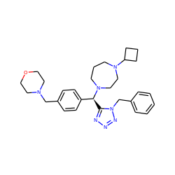 c1ccc(Cn2nnnc2[C@@H](c2ccc(CN3CCOCC3)cc2)N2CCCN(C3CCC3)CC2)cc1 ZINC000058575574