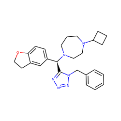 c1ccc(Cn2nnnc2[C@@H](c2ccc3c(c2)CCO3)N2CCCN(C3CCC3)CC2)cc1 ZINC000058575993