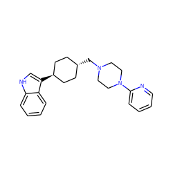 c1ccc(N2CCN(C[C@H]3CC[C@H](c4c[nH]c5ccccc54)CC3)CC2)nc1 ZINC000100788541