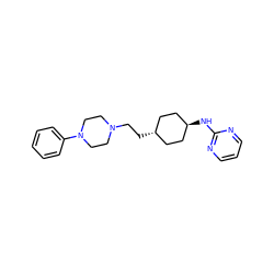 c1ccc(N2CCN(CC[C@H]3CC[C@H](Nc4ncccn4)CC3)CC2)cc1 ZINC000100803086