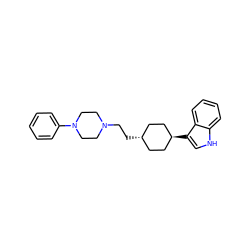 c1ccc(N2CCN(CC[C@H]3CC[C@H](c4c[nH]c5ccccc54)CC3)CC2)cc1 ZINC000261140569